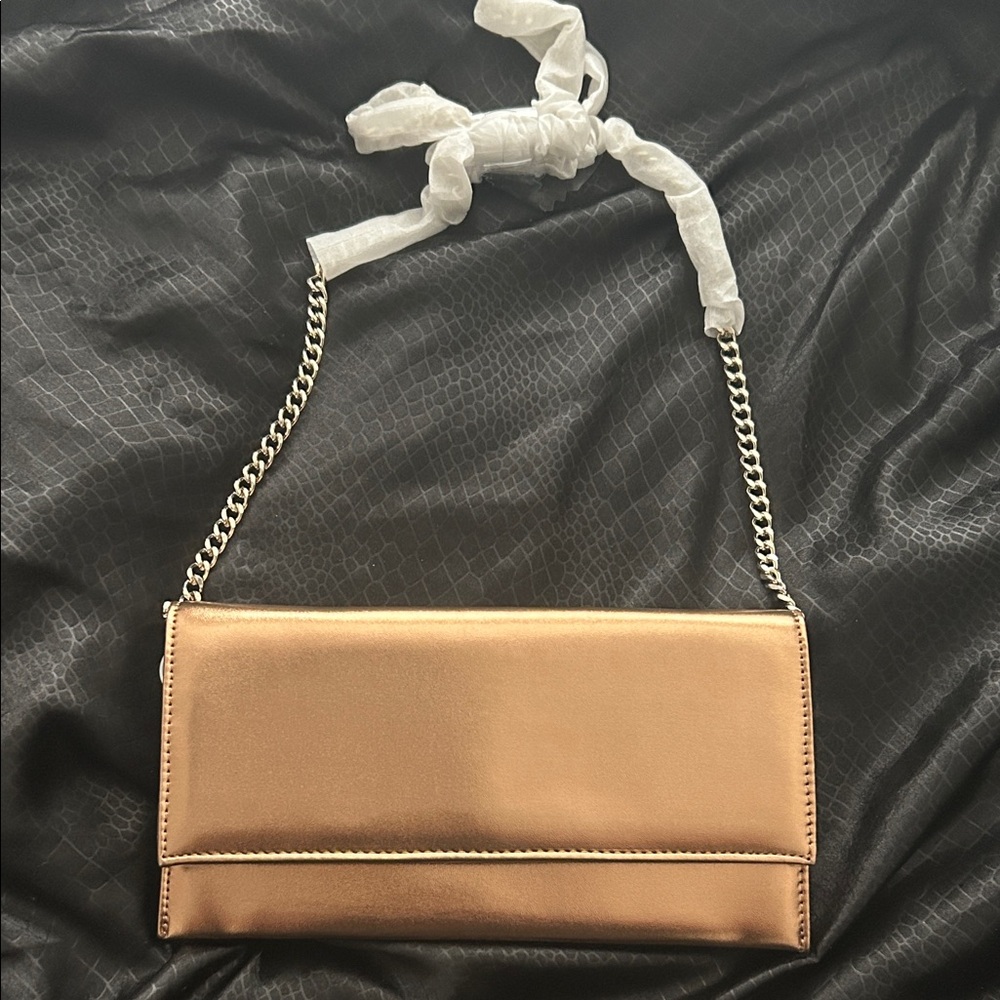 Steve Madden Gold Clutch with Chain Strap